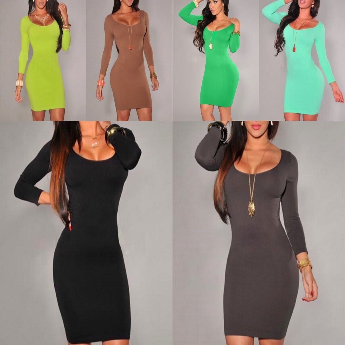 Long Sleeve Body hugging Bodycon Casual Winter Fashion Mini Dress BD207