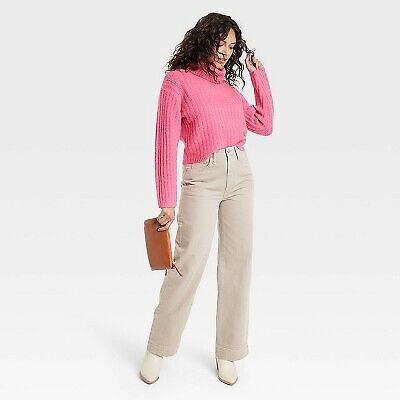 Women's Mock Turtleneck Cashmere-Like Pullover Sweater - Universal Thread Pink