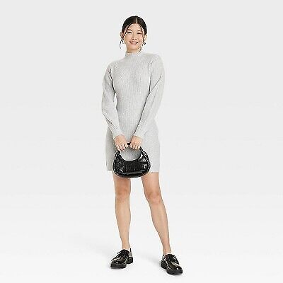 Women's Long Sleeve Sweater Dress - A New Day Gray M