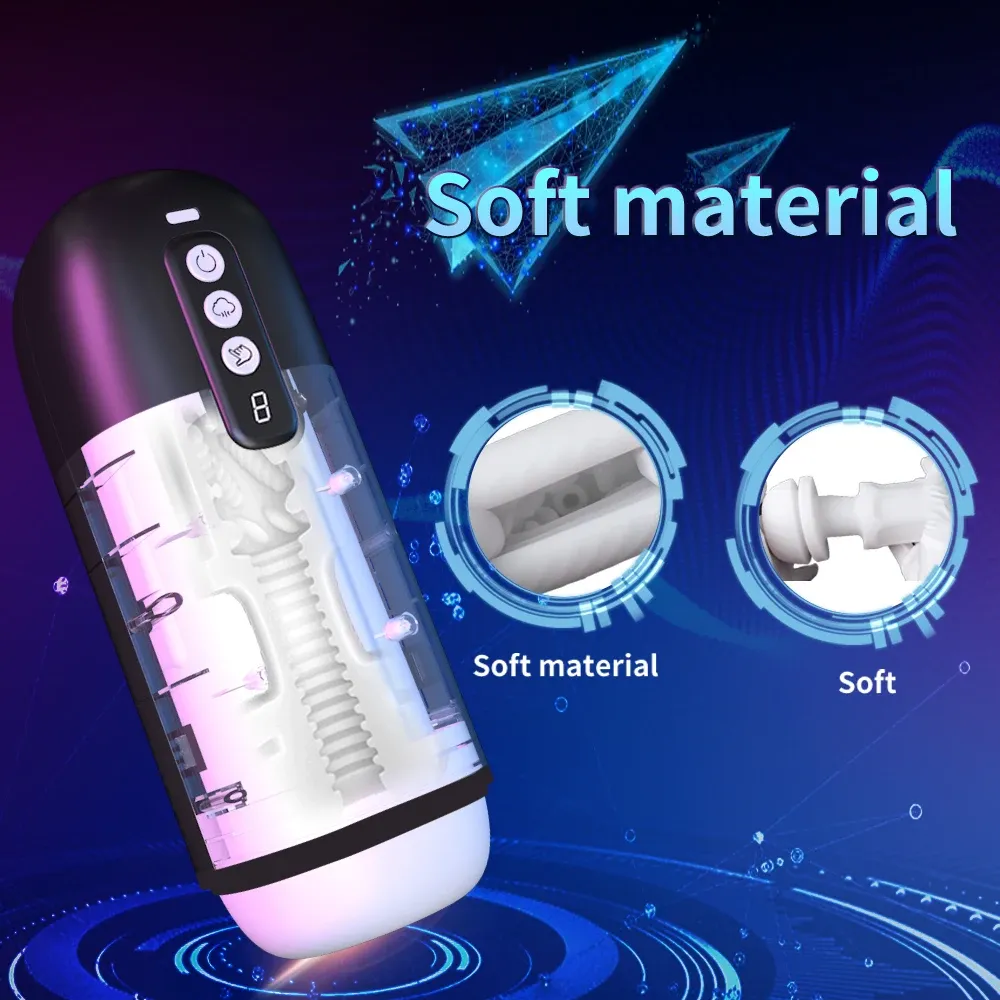 Multifunctional male masturbator with heating, voice control, rotation and automatic thrusting