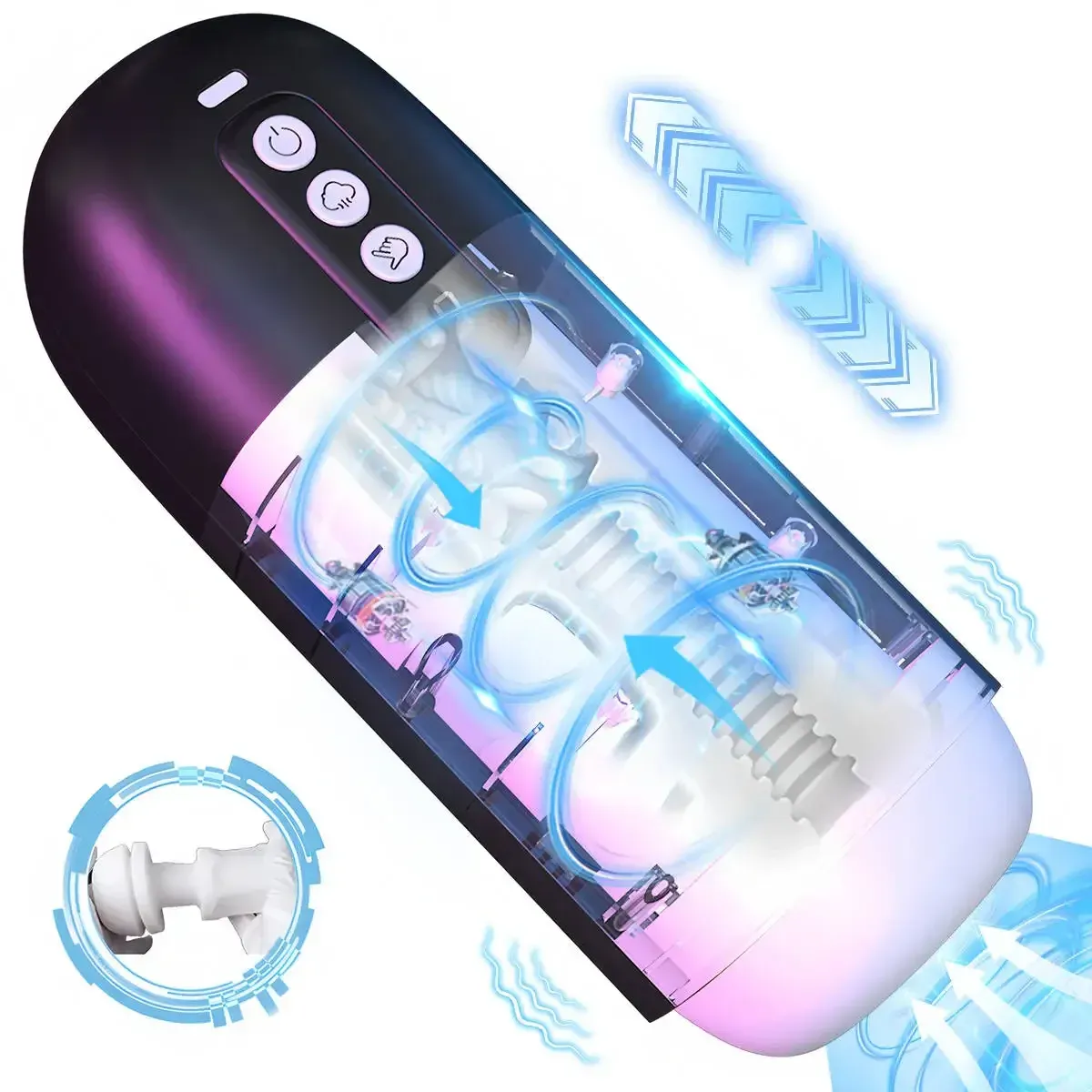 Multifunctional male masturbator with heating, voice control, rotation and automatic thrusting