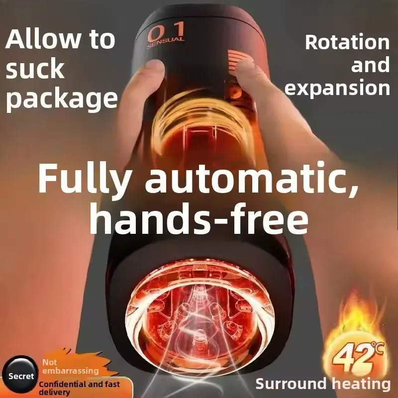 Multifunctional male masturbator with heating, voice control, rotation and automatic thrusting
