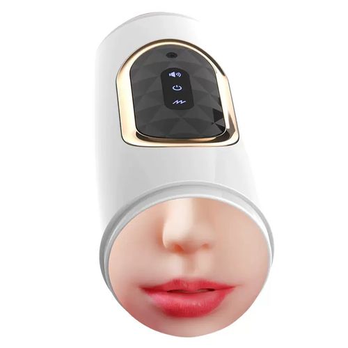 Vibrating male masturbator simulates a masturbation cup