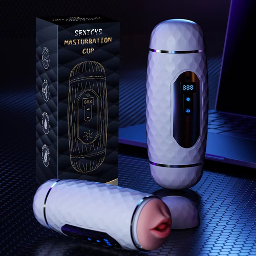 Automatic Sucking Male Masturbators Cup with 9 Suction & 10 Vibrating & Heating Sex Toys (Hands Free Pocket Pussy)