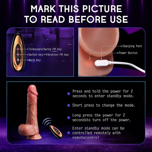 Remote Control Realistic Dildos with 8 Thrusting Modes and Strong G Spot Vibrator (24cm)