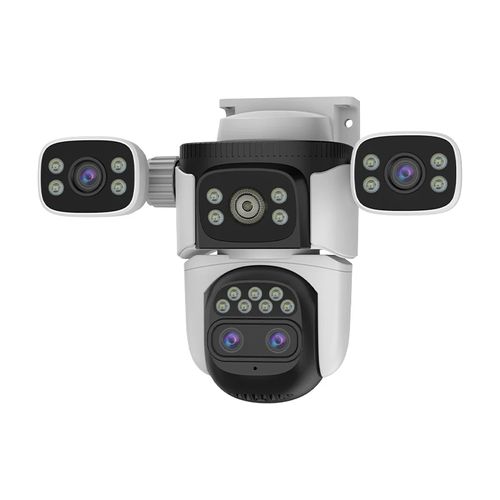 Câmara de vigilância PTZ Wistino Okampro, câmara CCTV sem fios de 12 MP, visão noturna, zoom de 10x, áudio bidirecional, câmara de segurança exterior sem fios