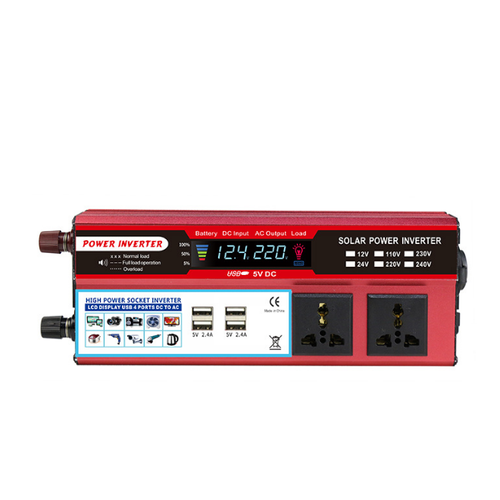 Inversor de isqueiro 2000W 4USB DC 12V 24V para AC110V 220V Adaptador de carregador portátil