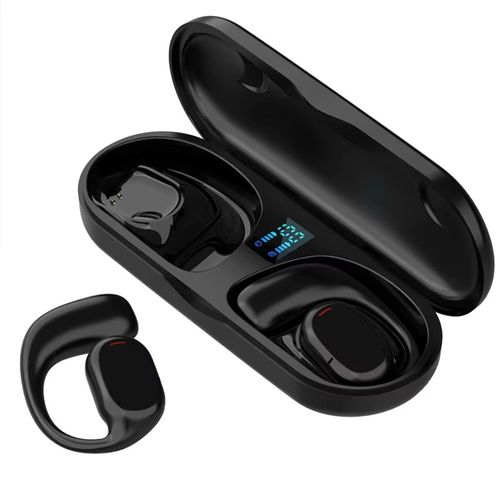 Fones de ouvido sem fio Bluetooth 5.4 com grande capacidade de bateria e exibição digital de carga, cor preta
