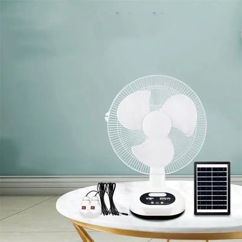 Ventilador de mesa solar de 12 V DC com poupança de energia e capacidade de carregamento integrada por painel solar