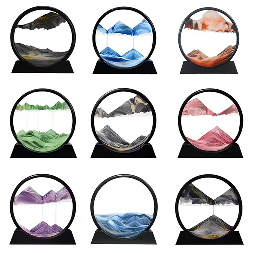 Pintura em movimento 3D com areia circular, ampulheta líquida, pintura em areia fluida, exposição de movimento, pintura em areia movediça, decoração para casa, presente