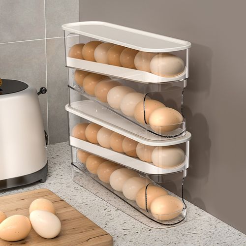 Distribuidor de ovos de camada dupla e organizador de armazenamento, recipiente para frigorífico e caixa para armazenamento de ovos