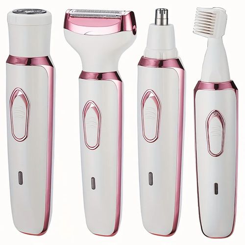 Conjunto de máquina de barbear elétrica multifuncional para mulher, recarregável por USB, removedor de pelos para sobrancelhas, nariz, rosto e pernas, portátil