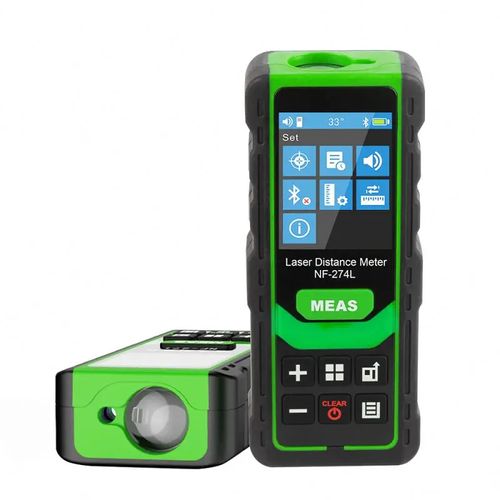 Medidor de distância laser portátil automático de ângulo e altura do feixe verde com suporte para armazenamento de dados