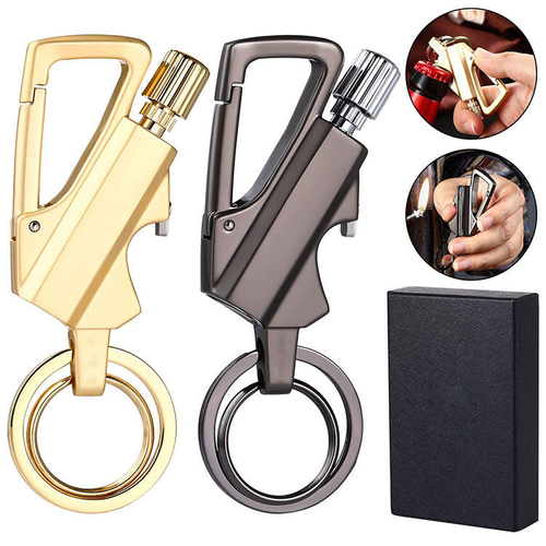 Multifunctional portable keychain lighter
