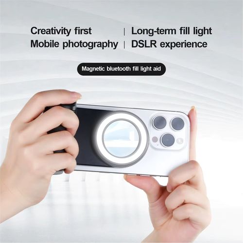 Smartphone Camera Shutter Handle Grip Detachable Wireless Blue Tooth Remote Control Three-Gear Adjustable Fill Light for Photo