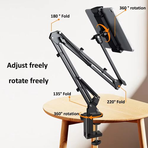 Aluminium Mechanical Tablet Stand with 360 Degree Rotation