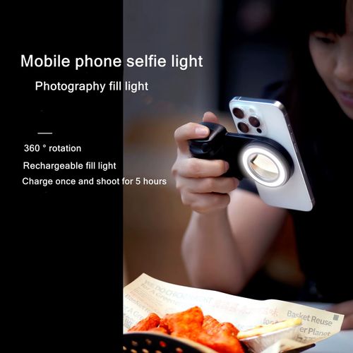 Smartphone Camera Shutter Handle Grip Detachable Wireless Blue Tooth Remote Control Three-Gear Adjustable Fill Light for Photo