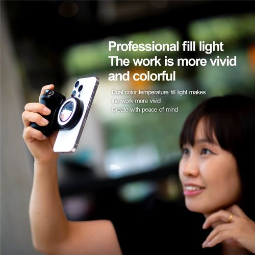 Smartphone Camera Shutter Handle Grip Detachable Wireless Blue Tooth Remote Control Three-Gear Adjustable Fill Light for Photo