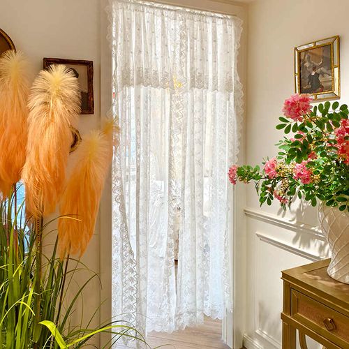 🎄 Christmas Special 🎄Elegant French Lace Embroidery Door Curtain - No-Drill, Sheer Partition for Luxurious Ambiance