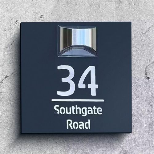Custom Solar Laser Cut House Plaque | Square