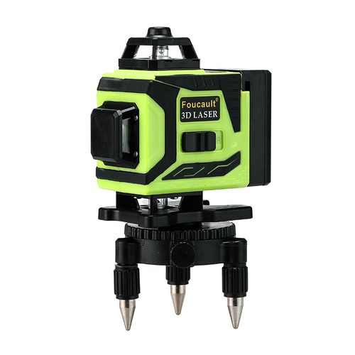 4D 16 Lines Self-Levelling Cross Line Laser Green Self-Levelling 4 x 360° Horizontal and Vertical Cross Line Laser Generators with Remote Control and Lifting Base with 2 Batteries