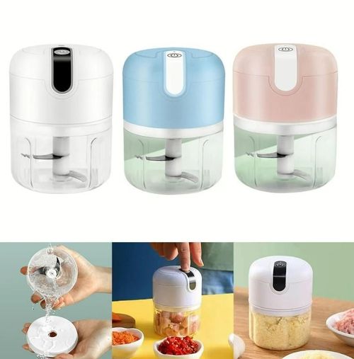COSKIRA Electric Mini Food Chopper Wireless Garlic Ginger Onion Vegetable Meat Nut Steel Blades Portable Garlic Crusher Cordless Garlic Mincer Blender Waterproof Rechargeable Food Processor (250ml)