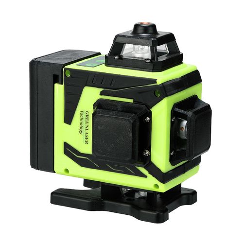 4D 16 Lines Self-Levelling Cross Line Laser Green Self-Levelling 4 x 360° Horizontal and Vertical Cross Line Laser Generators with Remote Control and Lifting Base with 2 Batteries