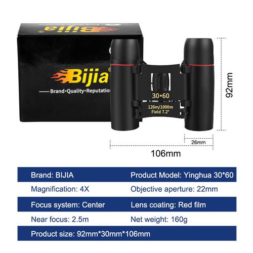 Mini Binoculars,XVZ 30x60 Portable Pocket Foldable Binoculars with Multi Blue Coated and Waterproof for Bird Watching,Mountaineering,Outdoor Hunting,Hiking Travel,Concert,Watching Performances