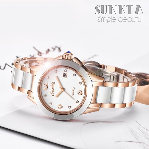 💎💖Fashion Women's Ceramic Wrist Watch, Dress Watches, Stainless Steel, Waterproof