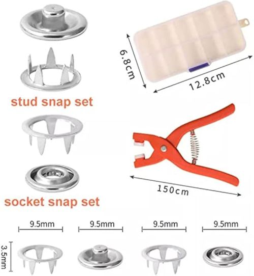 🔥♥️200 Pcs - Metal Snap Buttons with Fastener Pliers Tool Kit