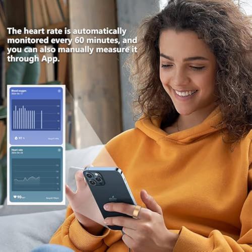 🔥🚀Smart Ring, No App Subscription, Wearable Fitness Tracker Ring, Pedometer Sleep Tracker Health Ring, 5ATM Waterproof Bluetooth Smart Rings, 5-7 Days Battery Life