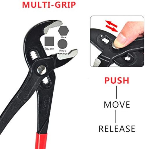3-Piece Water Pump Pliers Set 7-Inch, 10-Inch, 12-Inch Plumbing Locking Pliers, Snap Button, Tongue and Groove Pliers Set