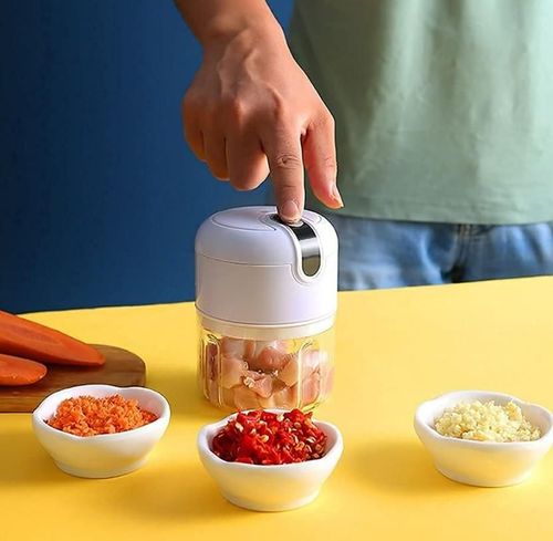 COSKIRA Electric Mini Food Chopper Wireless Garlic Ginger Onion Vegetable Meat Nut Steel Blades Portable Garlic Crusher Cordless Garlic Mincer Blender Waterproof Rechargeable Food Processor (250ml)