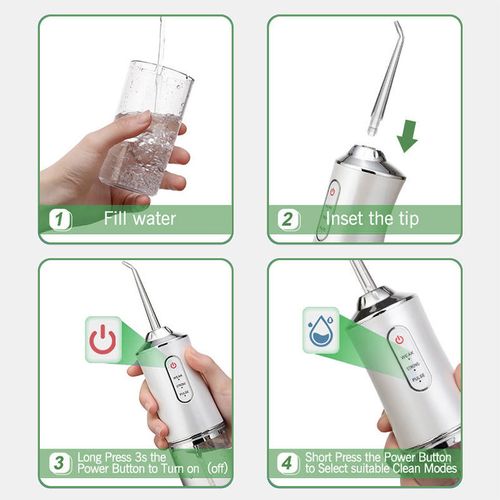 Portable Dental Water Flosser Oral Irrigator USB Rechargeable Water Floss Jet Tooth Pick 4 Tips 220ml Mouth washing machine