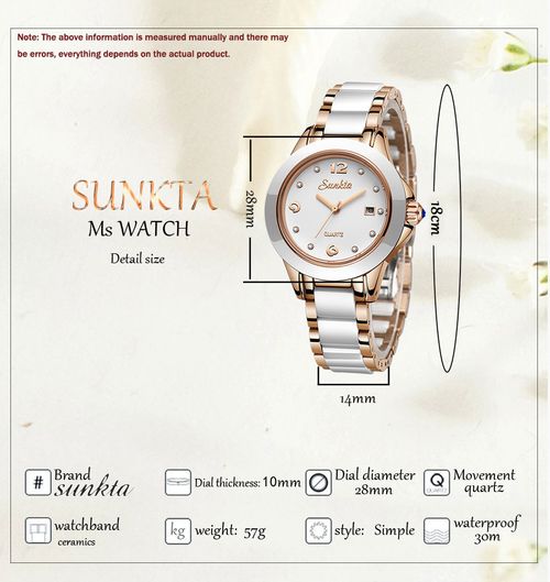 💎💖Fashion Women's Ceramic Wrist Watch, Dress Watches, Stainless Steel, Waterproof