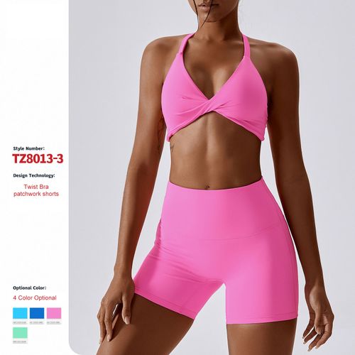 Quick Dry Summer Sexy Yoga Outfits Twist Front Backless Sports Bra Legging Gym Wear Yoga Set Women😍