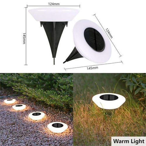 Garden Ground Solar Lights 14 LED Round ABS White Warm IP65 Waterproof Polysilicon Garden Court Yard Decoration Stake Lamps
