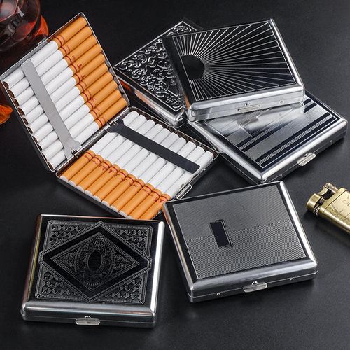 🔥🥂Unisex Cigarette Case Vintage Antique Style Silver Etched Design Metal
