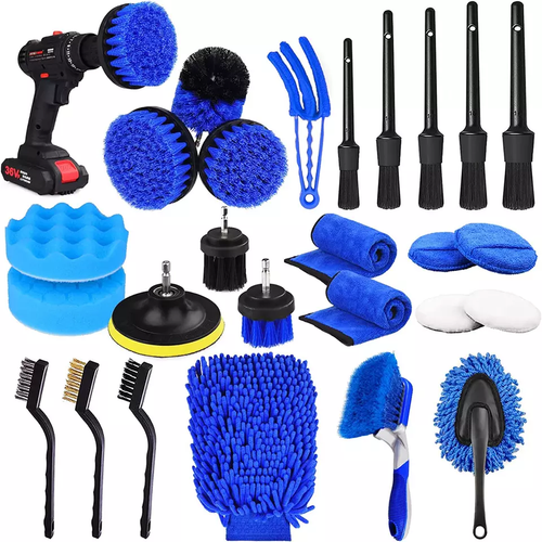 🔥🔥🚀Hot Sales 26 Pcs Car Detailing Brush Set Auto Washing Drill Cleaning Brush Set Car Cleaning Tools Kit