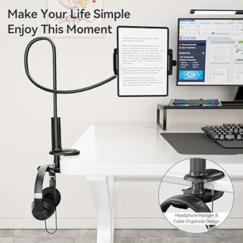 🚀💥  Lamicall Gooseneck Phone Holder for Bed  for Desk, Headboard, Bed, Bedside, Table, Flexible Gooseneck Long Arm Stand, Overhead Cell Phone Clamp Mount