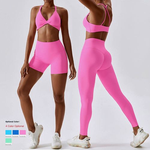 Quick Dry Summer Sexy Yoga Outfits Twist Front Backless Sports Bra Legging Gym Wear Yoga Set Women😍