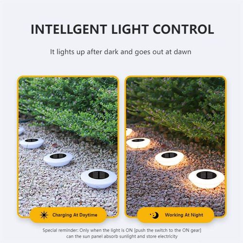 Garden Ground Solar Lights 14 LED Round ABS White Warm IP65 Waterproof Polysilicon Garden Court Yard Decoration Stake Lamps