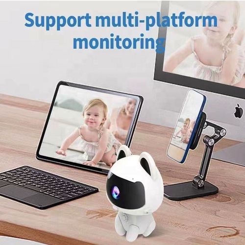 Cartoon Cat Shaped 1080P HD Surveillance Camera Two-Way Audio Night Vision Motion Detection Wi-Fi Security Wireless Camera Defense Zone Security Camera