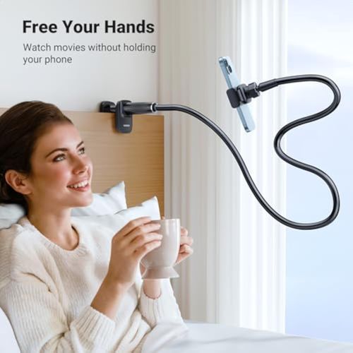 🚀💥  Lamicall Gooseneck Phone Holder for Bed  for Desk, Headboard, Bed, Bedside, Table, Flexible Gooseneck Long Arm Stand, Overhead Cell Phone Clamp Mount