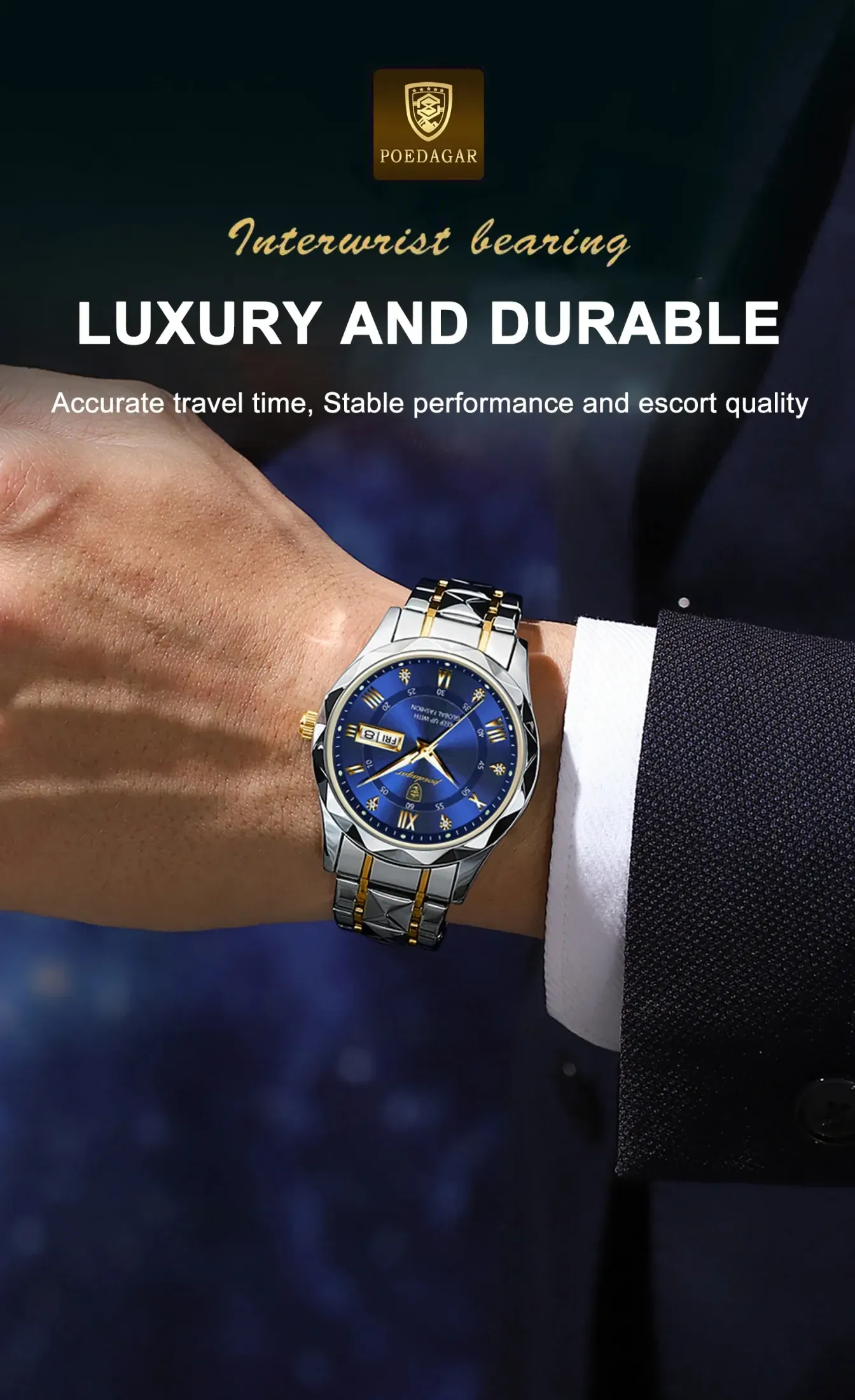 ⌚🔥Hot sale - POEDAGAR 615 Top Brand Luminous Hand Quartz Watch Men Fashion Business Calendar Watch Luxury Stainless Steel Watch