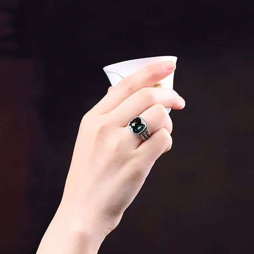 Guaranteed Sterling Silver 925 Emerald Ring Initial Wedding Rings for Women Natural Crystal Opening Type Fine Jewellery Bague