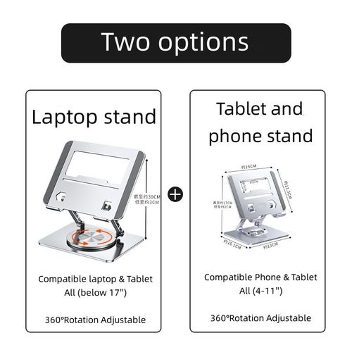 🔥🔥🚀Best Selling Aluminum Alloy 360 Rotation Portable Foldable Laptop Stand Adjustable Height Metal Stand for Laptop and Tablet