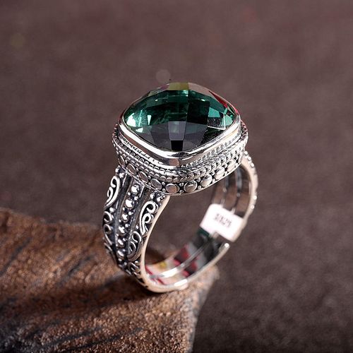 Guaranteed Sterling Silver 925 Emerald Ring Initial Wedding Rings for Women Natural Crystal Opening Type Fine Jewellery Bague