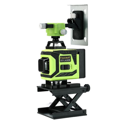 4D 16 Lines Self-Levelling Cross Line Laser Green Self-Levelling 4 x 360° Horizontal and Vertical Cross Line Laser Generators with Remote Control and Lifting Base with 2 Batteries