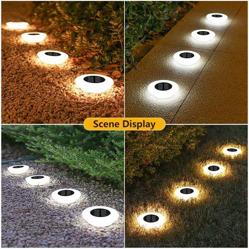Garden Ground Solar Lights 14 LED Round ABS White Warm IP65 Waterproof Polysilicon Garden Court Yard Decoration Stake Lamps